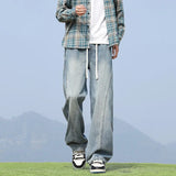 SHOPMOCHO Mens Jeans Man Pants Loose Fit Casual Trousers Straight Leg High Street American Style Spring Autumn New Trend