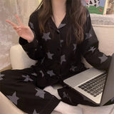 SHOPMOCHO Spring and Autumn New Ladies Korean Pajamas Homewear Set Girls Students Long-Sleeved Pajamas Senior Sense of Homewear Set