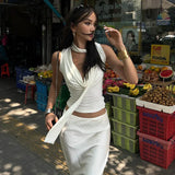 SHOPMOCHO Solid Tank Summer New Women Sexy Sleeveless V-Neck Lady Top Fashion Bandage Streetwear Casual Slim Tank Elegant Knitted Clothing