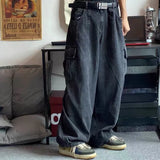 SHOPMOCHO Baggy Jeans Men's Oversize Cargo Korean Black Wide Pants Streetwear Hip Hop Harajuku Male Fashion Straight Denim Pants