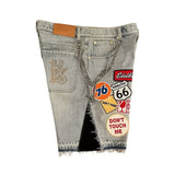 SHOPMOCHO Y2k American Denim Shorts Men and Women Hip Hop Rock Cartoon Pattern Patch Blue Loose Jeans Harajuku Retro Fitness Casual Shorts