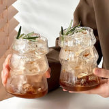 Shopmocho Glass Drinkware Cold Coffee Cups Latte Coffee Glass Iced Juice Milk Water Bottle Aesthetic Cup Wine Cocktail Glass כוסות לקפה קר