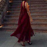 Shopmocho Combhasaki Women Summer Elegant Strapless Sheer Ruffle Hem Patchwork Backless High Split A-line Party Tube Long Dress with Scarf