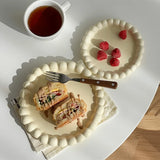 Shopmocho Ins Style Beaded Dessert Plate French Western Food Plate Ceramic Breakfast Plate Ornaments Poses Ceramic Dishes