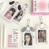 Shopmocho Ins Style Cartoon Puppy Photocard Holder With Keychains Cute 3inch Cards Protect Sleeves For Students