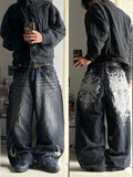 SHOPMOCHO SAtreetwear y2k high quality printing black baggy jeans harajuku trend men women hip hop fashion casual couple Wide-leg pantsY2K
