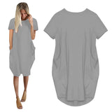 Shopmocho Plus Size Women Short Sleeve O-Neck Loose Casual Dresses