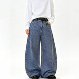 SHOPMOCHO High Streets Spring Summer Men's Jeans American Baggy Wide Leg Curved Knife Denim Pants Loose Solid Color Male Trendy Trousers