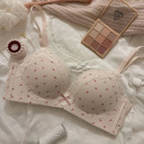 Shopmocho Teenage Sexy Lace Floral Bra Set Comfortable Non-steel Ring Beauty Back Small Breasts Gathered up Support Anti-Sagging Bra Set