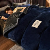 SHOPMOCHO Winter Plush Couple Bed Duvet Cover Bedspreads For Single Double Queen King Bed Velvect Warm Soft Nordic Couple Bed Quilt Cover