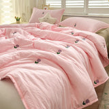 SHOPMOCHO Summer new tulip embroidered summer quilt household solid color air conditioner quilt, no pillowcase