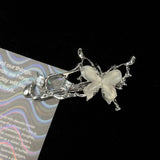 Shopmocho 1/4pcs Y2K Irregular Liquid Metal Hairpin Butterfly Zircon Hair Clips Girl Fashion Silver Bang Clip For Women Hair Accessories