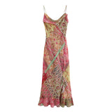 Shopmocho Women's Slip Dress 2025 New Fashion Summer Patchwork Print Backless Dresses for Women Casual Chic Ladies Midi Dress