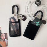 SHOPMOCHO Y2k Black Photocard Holder Keychain Kpop Idol Photo Protector Sleeve Student Id Card Storage Case Student Stationery Supplies