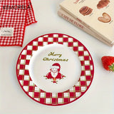 Shopmocho Christmas Ceramic Plate with Cups Platter Serving Tray Porcelain Dish for Fruit Appetizer Dessert Candy Snack Salad Dinnerware
