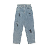 SHOPMOCHO Prints Jeans Men 2026 New Streetwear Baggy Wide Leg Jeans Korean Fashion Drapes Straight Casual Loose Denim Cargo Pants