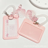 Shopmocho High-looking Glitter Powder Love Cloud Gradient Gu Card Keychain Bus Card Student ID Card Holder
