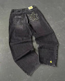 SHOPMOCHO Street Fashion Trend Skull Embroidered Jeans Women Harajuku Y2K New Hip Hop Joker Straight Wide-leg Pants Couple Casual Jeans