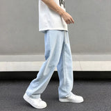 SHOPMOCHO Casual Straight-Leg Jeans Men's Spring New Loose-Fit Elastic Waist American Style Wide-Leg Trousers New Arrival High Street Fash