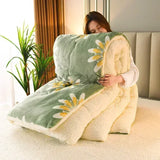 SHOPMOCHO Plaid Super Thick Warm Spring Blankets for Winter Autumn Milk Fleece Thicken Warmth Sleeping Blanket Soft Fluffy Comforter Quilt