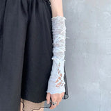 Shopmocho Lolita Gloves Ballet Style White Lace Sleeves Women's Thin Summer Sunscreen Spicy Y2K Girl Strap Gloves For JK Girls