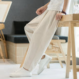 SHOPMOCHO Spring Cotton Linen Pants Men Elastic Waist Casual Harem Pant Loose Sweatpants Traditional Chinese Trousers pantalons homme
