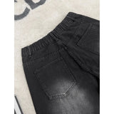 SHOPMOCHO Mens Shorts Denim Shorts American High Street Loose Straight Leg Distressed Seven Tenths Casual Summer Wear