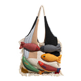 Shopmocho Cute Little Fish Relaxed Knitted Bag 2025 Summer New Commuter Versatile Shoulder Bag Contrasting Cut Out Tote Bag