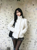SHOPMOCHO Y2K Autumn/Winter Women's Cardigan Coat Solid Color Street Casual Retro Hip Hop Rock Harajuku New Women's Stand Collar Coat emo