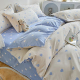 Shopmocho Ins Style Duvet Cover Set with Flat Sheet Pillowcases Cute Orange Cherry Crow Printed Single Double Queen Size Girls Bedding Kit