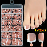 SHOPMOCHO 120Pcs Pink French Short Square Fake Nails 12-Sizes Full Cover Press On Nails Wearable Detachable Finished False Fingertips *TD