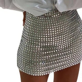 Shopmocho 2025 Spring Sexy Women's Sequin Mesh Party Dress Euro-American Slim Fit Bodycon Clubwear  Evening Cocktail  Elegant Skirt