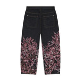 Shopmocho Harajuku Flower Woman Embroidery Baggy washed jeans Y2K Vintage 2000s streetwear American Gothic Pants Men Women wide leg pants