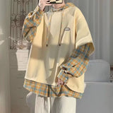 Shopmocho Two-piece Illusion Sweatshirt Men's Korean Style Loose Fit Idle Style Pullover Top Autumn New Casual Trendy Hooded Jacket