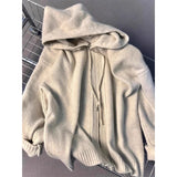 Shopmocho Hooded Knitted Cardigan Women Korean Fashion Zipper Sweater Outerwear Winter Long Sleeve Knitwear Streetwear Casual Jumpers New