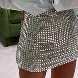 Shopmocho 2025 Spring Sexy Women's Sequin Mesh Party Dress Euro-American Slim Fit Bodycon Clubwear  Evening Cocktail  Elegant Skirt