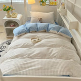 SHOPMOCHO Home Quality Bedding Set Soft Cotton Duvet Cover Pillowcase Flat Sheet 3pcs Set Home Textiles Bedding Adjustable 0.9-1.2m Bed 이불