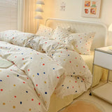 SHOPMOCHO Queen Bedding Set Reactive Printed Bed Sheet Sets Washed Polyester Soft Duvet Cover Bed Sheet Pillowcase Cartoon Bedding Bed Set