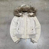 Shopmocho Women Y2K Winter Hooded Jacket Short Bomber Coat Faux Fur Collar Warm Casual Streetwear Zipper Outerwear Fashion Ladies Clothes
