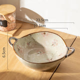 Shopmocho 7.5inch Japanese Household Noodle Bowl Ceramic Soup Bowl With Handle Salad Pasta Bowl Kitchen Tableware Microwave Oven Bakware