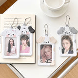 Shopmocho Ins Style Cartoon Puppy Photocard Holder With Keychains Cute 3inch Cards Protect Sleeves For Students