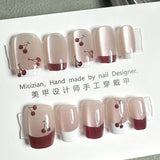 SHOPMOCHO 10Pcs Wearable Cat Eyes Series Short Square Press On Nails Kawaii Cartoon Cat Rabbit Rhinestone Gradients Full Cover False Nails