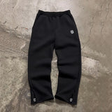 SHOPMOCHO Autumn Drawstring Zipper Sweatpants Solid Color Casual High Street Hip-Hop Rap Street Y2K Style High Waist Trousers