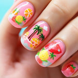 Shopmocho 24pcs Cute Cartoon Fake Nail Tips Oil Painting Series Printed Almond Press On Nail Sweet Cool Charming False Nail For Spicy Girl