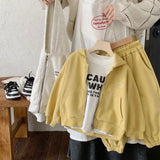 SHOPMOCHO High Quality Children's Composite Cotton Set 2026 Spring Autumn New Korean Girl Boys Letter Baby Casual Hooded Sports 2pcs Set