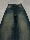 SHOPMOCHO Y2K American New Pattern Embroidery Baggy Jeans Men High Street Vintage Hip Hop Fashion Casual Joker Couple Wide-leg Pants