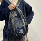 Shopmocho New Gray Denim Backpack Women's Leisure Travel Outing Shoulder Bag Female Fashion Schoolbags Suitable For Boys And Girls Mochila