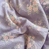 SHOPMOCHO Puple Flower Printed Duvet Cover with Lace Double-layered Yarn housse de couette 220x240 Single/Queen/King Size Comforter Cover