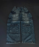 SHOPMOCHO Streetwear Fashion New Multi-pocket Washed Baggy Jeans Men And Women Y2K Hip Hop Harajuku Casual Gothic High Waist Wide Trousers