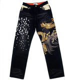 SHOPMOCHO Unisex White Red Tribal Flame Print Loose Wide Leg Jeans Y2K Grunge Streetwear Oversized Denim Pants